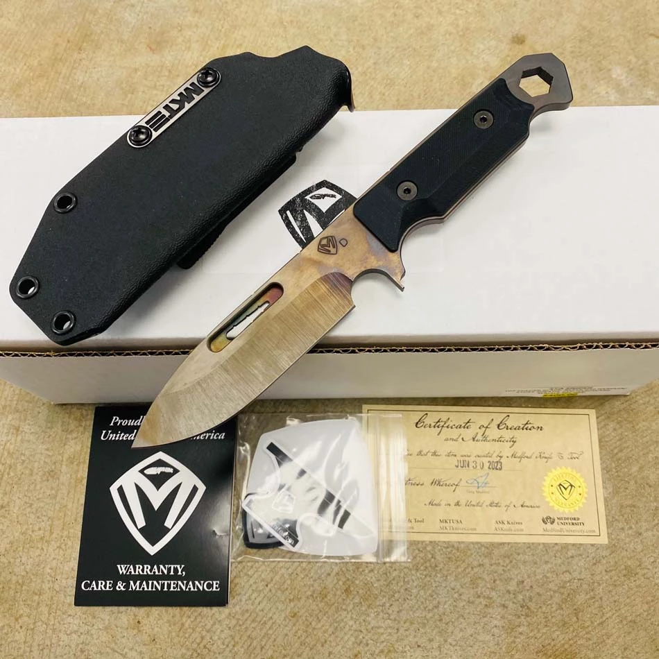 Medford STA Sniper Vulcan Finish D2 Steel G-10 Black Handles USMC Fixed Blade Knife With Kydex Sheath Serial 201-089