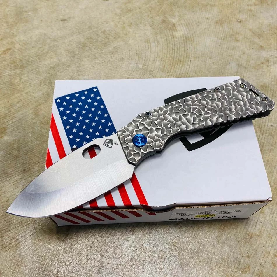 Medford TFF-1 S35VN 4" Tumbled Blade Peaks And Valleys Handles Blue Ano Hardware Knife 101-010 - Image 2