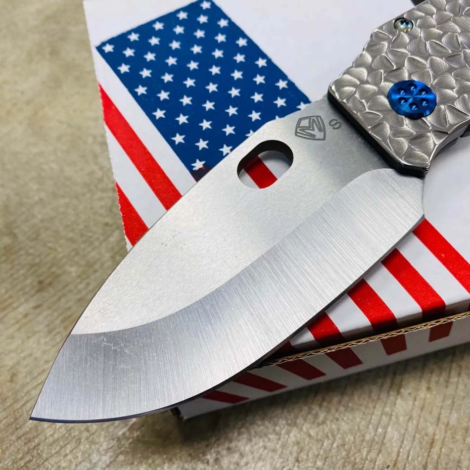 Medford TFF-1 S35VN 4" Tumbled Blade Peaks And Valleys Handles Blue Ano Hardware Knife 101-010 - Image 3