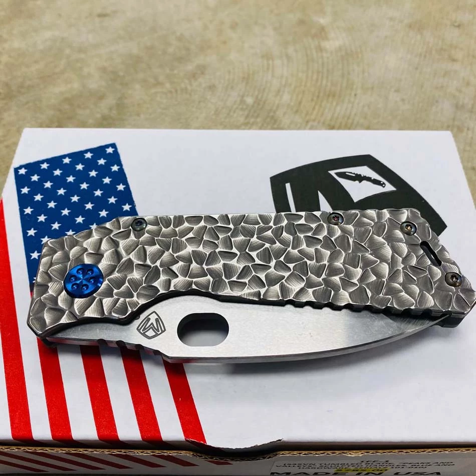 Medford TFF-1 S35VN 4" Tumbled Blade Peaks And Valleys Handles Blue Ano Hardware Knife 101-010 - Image 9