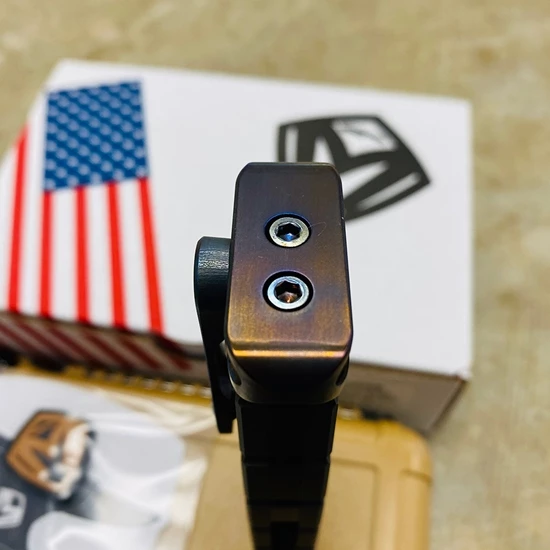 Medford USMC Fighter Flipper 4.25" S35VN SATIN Blade, Bronze BEAD BLASTED Handles,Flamed Polished Hardware Knife 04-023 - Image 7