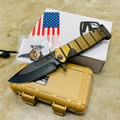 Medford USMC Fighter Flipper 4.25" S35VN PVD Blade, Bronze FACED ANO Handles Knife 04-002