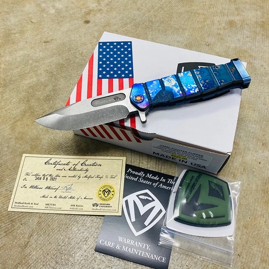 Medford USMC Fighter Flipper 4.25" S35VN SATIN Blade Chimera Handle Knife 10-035