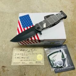 Medford USMC Fighter Flipper 4.25" S35VN PVD Blade Tumbled Handles PVD Hardware Knife 107-172