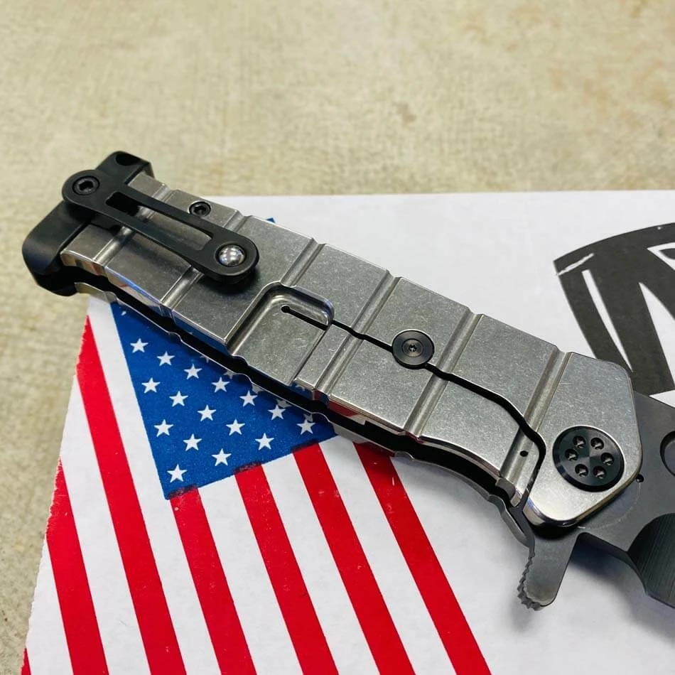 Medford USMC Fighter Flipper 4.25" S35VN PVD Blade Tumbled Handles PVD Hardware Knife 107-172 - Image 7