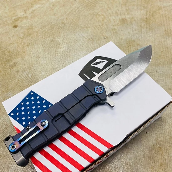 Medford USMC Fighter Flipper 4.25" S35VN SATIN Blade, Violet BEAD BLASTED Handles Knife 98-019 - Image 4