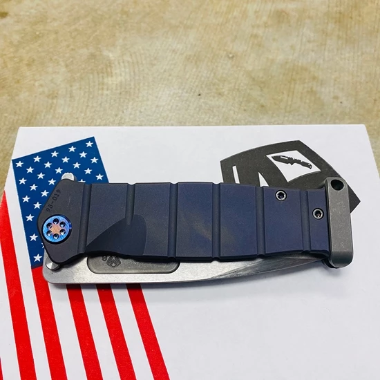 Medford USMC Fighter Flipper 4.25" S35VN SATIN Blade, Violet BEAD BLASTED Handles Knife 98-019 - Image 6