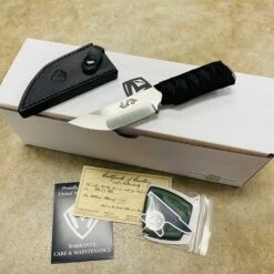 Medford Waki-S Fixed 3.75" 3V Raw Steel G10 Handle Black Mata Ray Skin Inlay Tactical Katana Wrap Knife