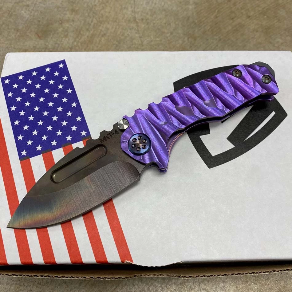 Medford Micro Praetorian T S35VN 2.8" Vulcan Drop Point Violet Predator Handles, Blue To Violet Hardware Clip Knife Serial 306-089 - Image 2