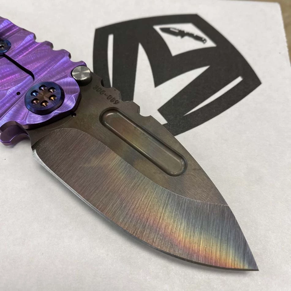 Medford Micro Praetorian T S35VN 2.8" Vulcan Drop Point Violet Predator Handles, Blue To Violet Hardware Clip Knife Serial 306-089 - Image 6