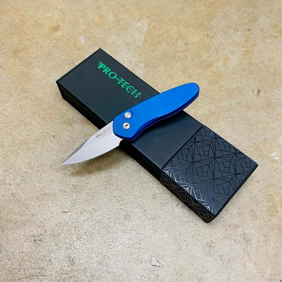 ProTech 2905-BLUE Sprint Solid Blue Handles 2" Stonewash Blade Auto Knife