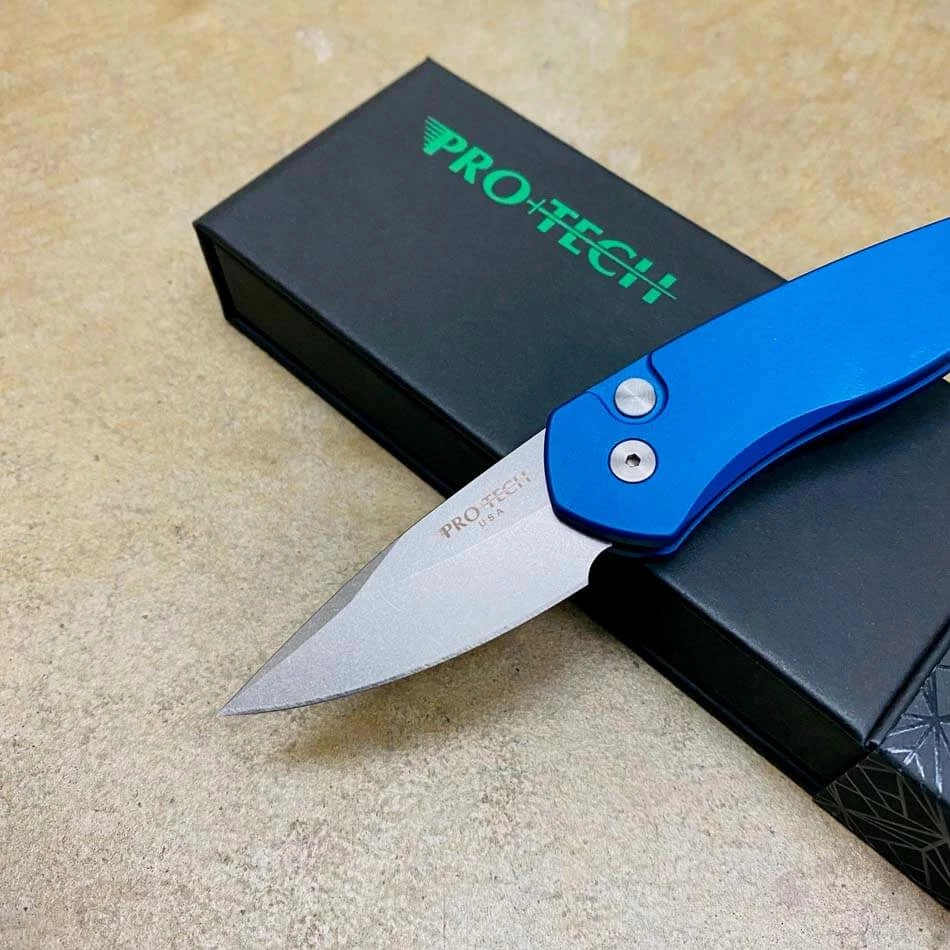 ProTech 2905-BLUE Sprint Solid Blue Handles 2" Stonewash Blade Auto Knife - Image 2