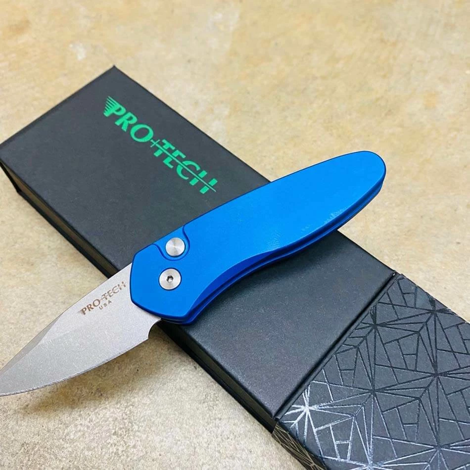 ProTech 2905-BLUE Sprint Solid Blue Handles 2" Stonewash Blade Auto Knife - Image 3