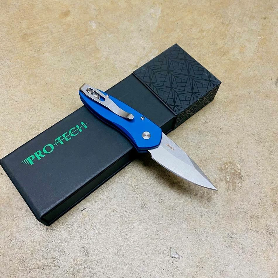 ProTech 2905-BLUE Sprint Solid Blue Handles 2" Stonewash Blade Auto Knife - Image 4