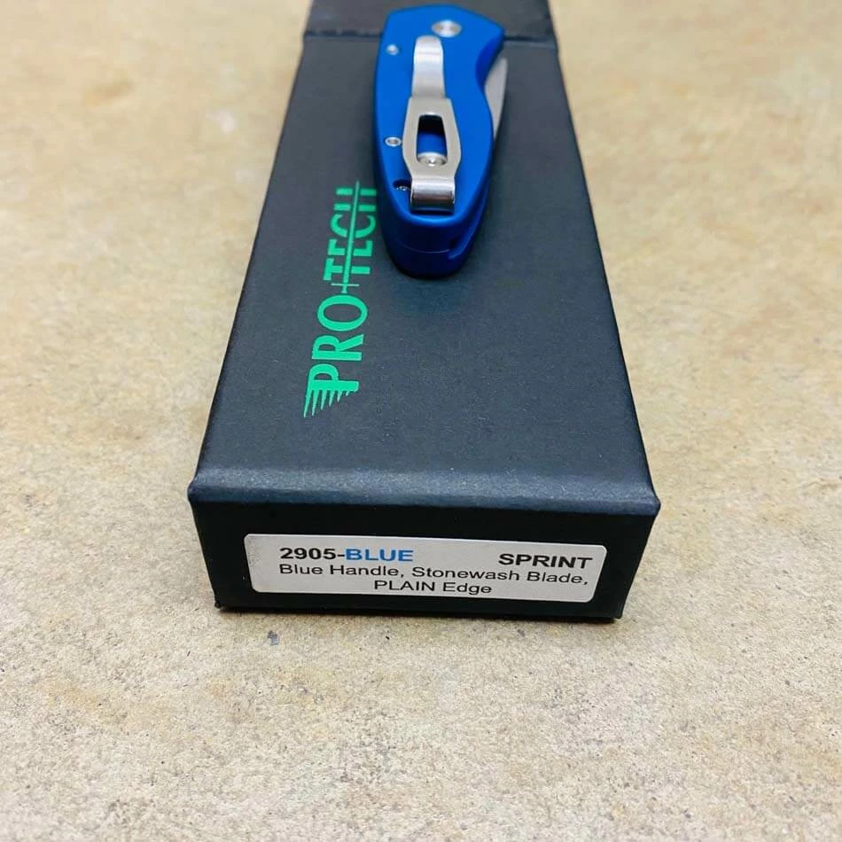 ProTech 2905-BLUE Sprint Solid Blue Handles 2" Stonewash Blade Auto Knife - Image 9