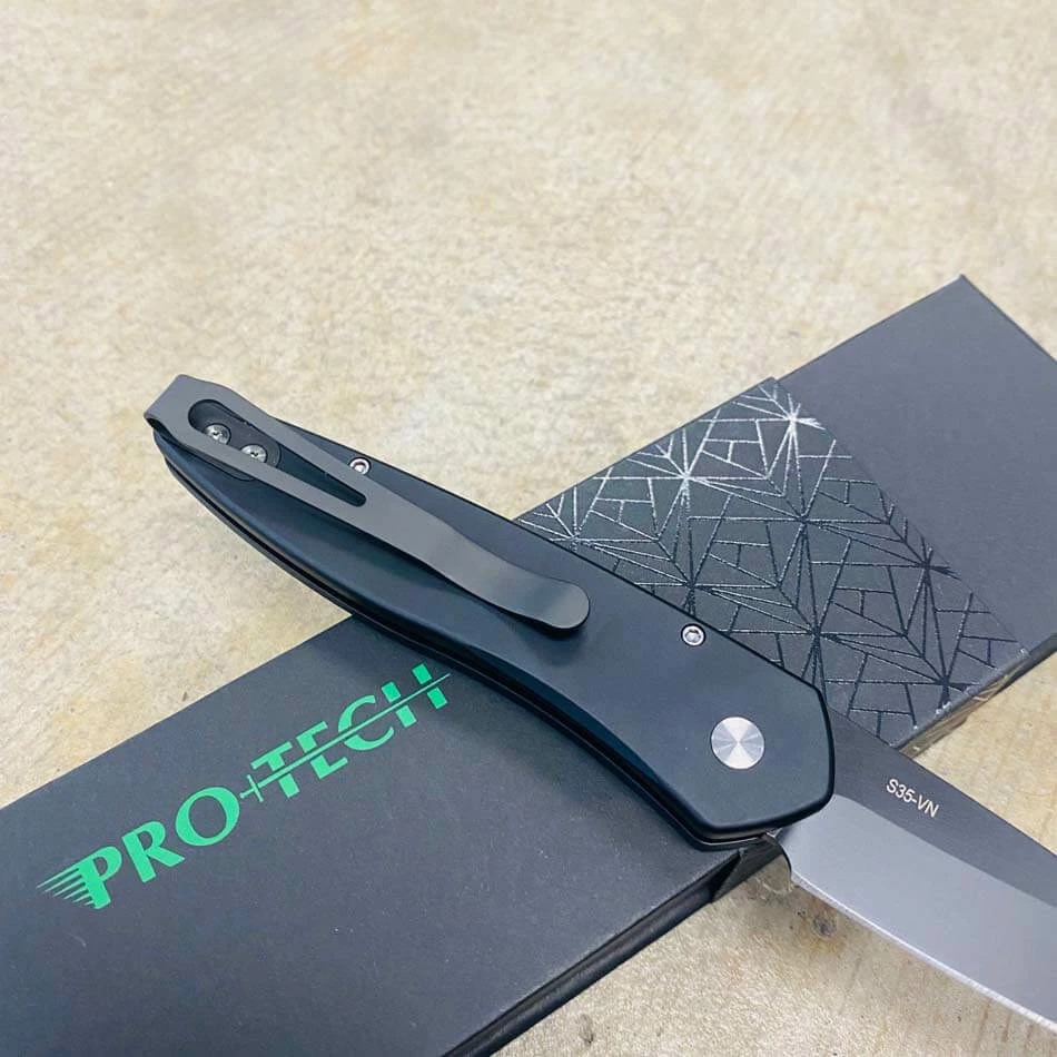 Protech 3452 Newport 3" Tuxedo Black Blade Black Handle Ivory Micarta Inlay Auto Knife - Image 6