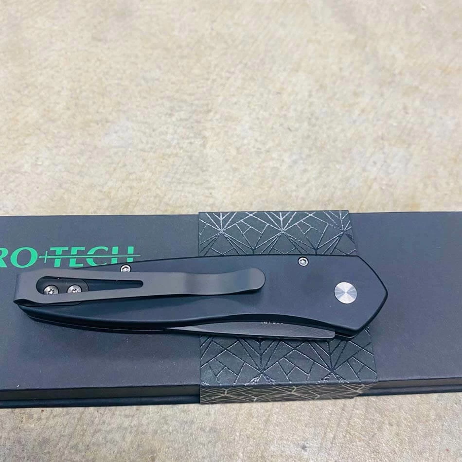 Protech 3452 Newport 3" Tuxedo Black Blade Black Handle Ivory Micarta Inlay Auto Knife - Image 8