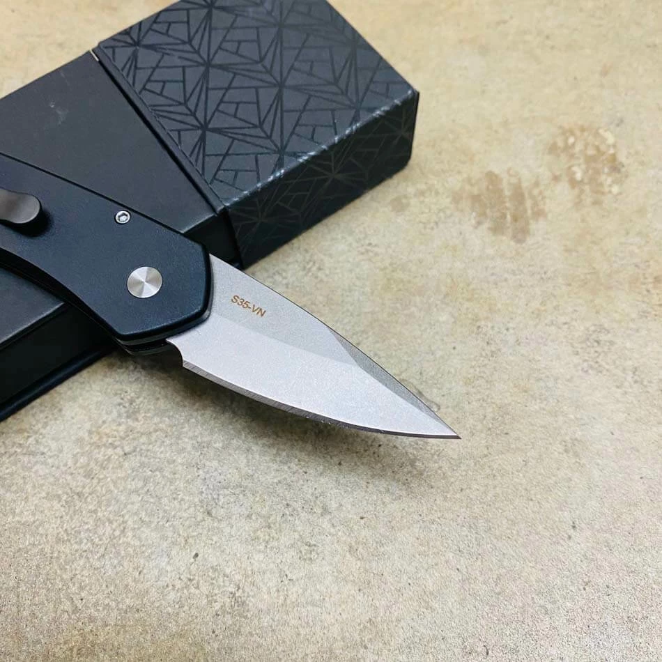 Protech 3605 Half-Breed 2" Auto Black Handle Stonewash Blade Plain Edge Auto Knife - Image 5