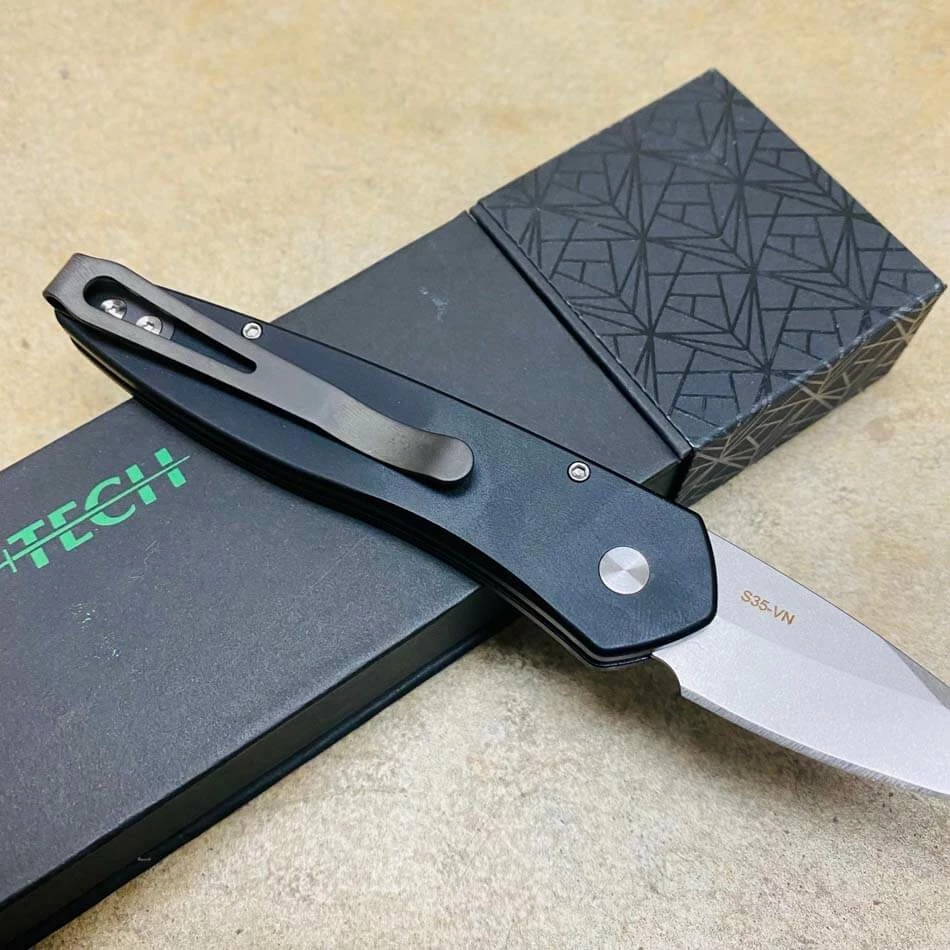 Protech 3605 Half-Breed 2" Auto Black Handle Stonewash Blade Plain Edge Auto Knife - Image 6