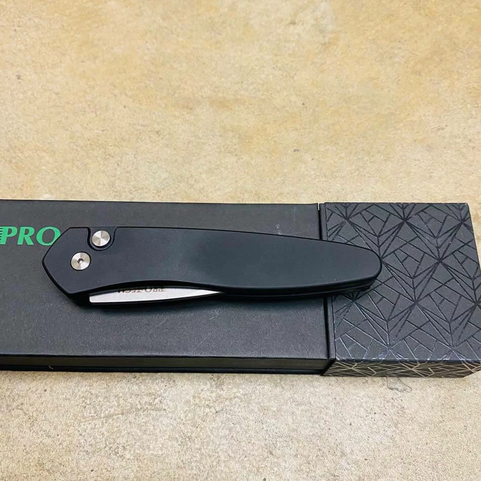 Protech 3605 Half-Breed 2" Auto Black Handle Stonewash Blade Plain Edge Auto Knife - Image 7
