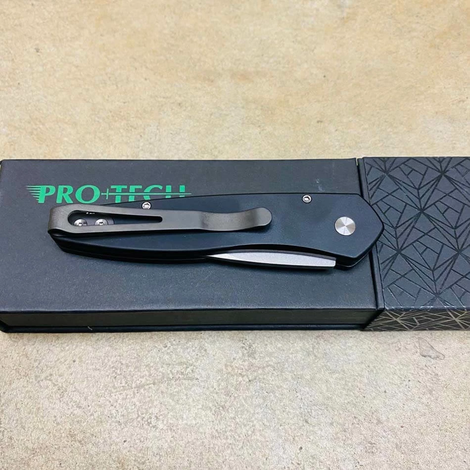 Protech 3605 Half-Breed 2" Auto Black Handle Stonewash Blade Plain Edge Auto Knife - Image 8