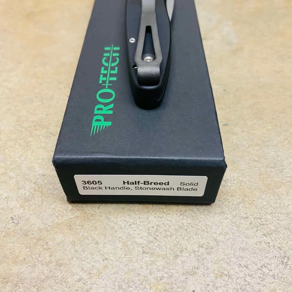 Protech 3605 Half-Breed 2" Auto Black Handle Stonewash Blade Plain Edge Auto Knife - Image 9