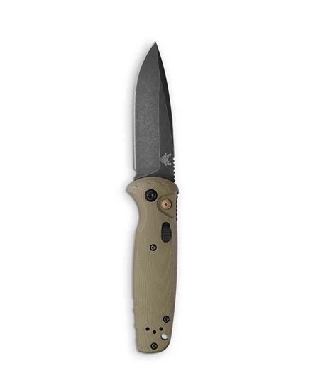Benchmade 4300BK-02 CLA AUTO Folding Knife 3.4" CPM-Magnacut DLC Battlewash Blade OD Green G10 Handles - Image 2