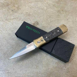 Protech 7114 Fat Carbon Black Camo Inlays Godson 3.15" Satin 154-CM Blade Auto Knife