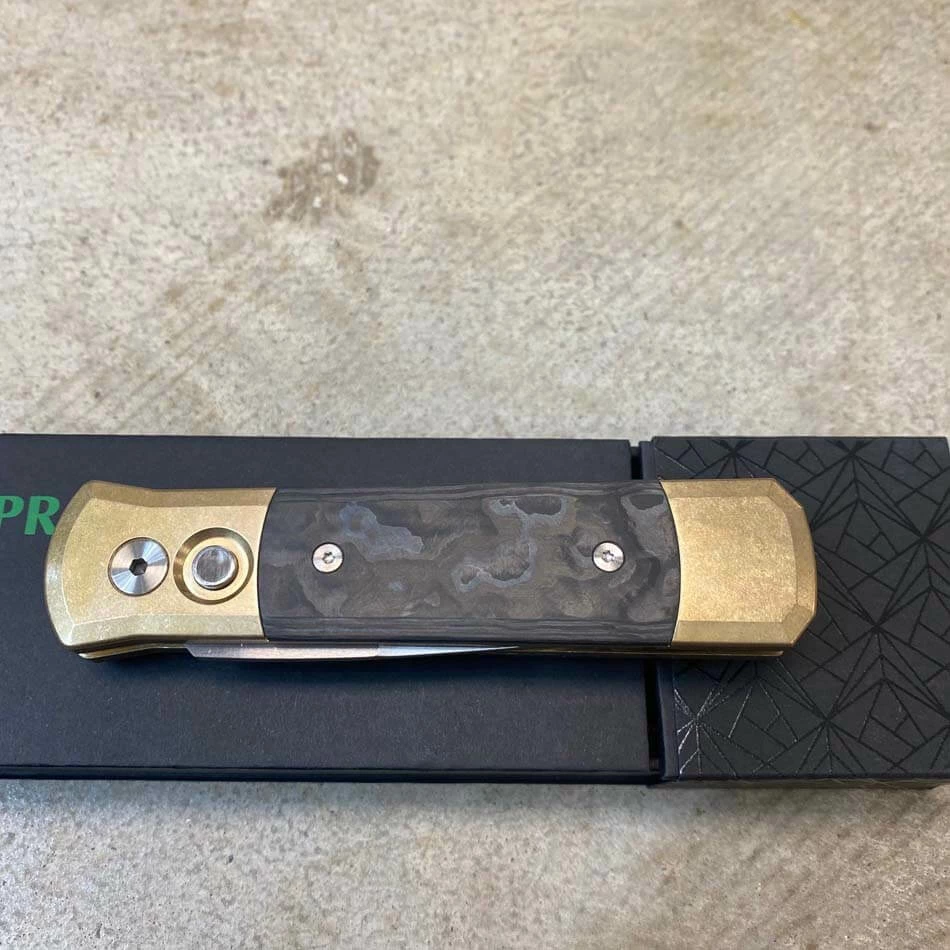 Protech 7114 Fat Carbon Black Camo Inlays Godson 3.15" Satin 154-CM Blade Auto Knife - Image 7