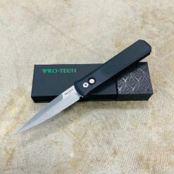PROTECH 921-SATIN Godfather 4" Black Handle Satin Blade Automatic Knife
