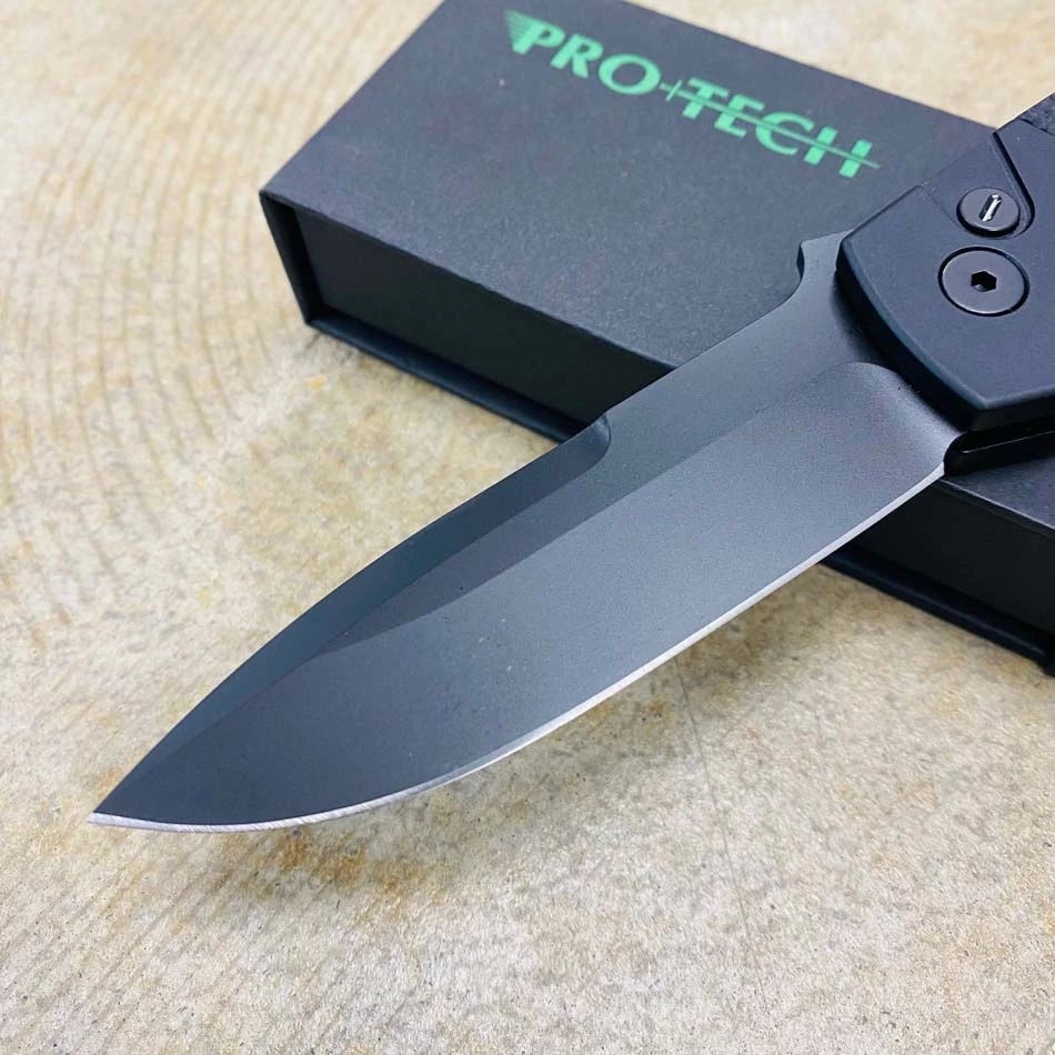 Protech BT2715-Operator ATCF Terzuola 3.5" Sterile With No Markings, Black Handle, 3D Ti Clip, Textured Black G10 Inlays, Tritium Button, DLC Black Magnacut Blade, Automatic Knife - Image 2
