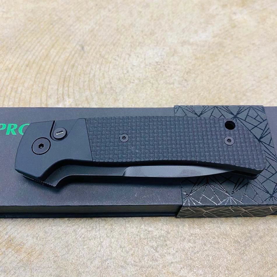 Protech BT2715-Operator ATCF Terzuola 3.5" Sterile With No Markings, Black Handle, 3D Ti Clip, Textured Black G10 Inlays, Tritium Button, DLC Black Magnacut Blade, Automatic Knife - Image 7