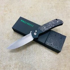 Protech BT2731 ATCF Terzuola 3.5" Black Handle 3D Ti Clip Fat Carbon Dark Matter Black Inlays Stonewash Magnacut Blade Automatic Knife
