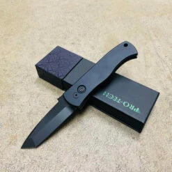 ProTech E7T Operator Emerson CQC7 3.25" Chisel Tanto Black Blade Sterile Black Handle Auto Knife