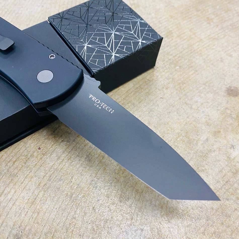 ProTech E7T03 Emerson CQC7 3.25" Chisel Tanto Black Blade, Black Handle Auto Knife - Image 5