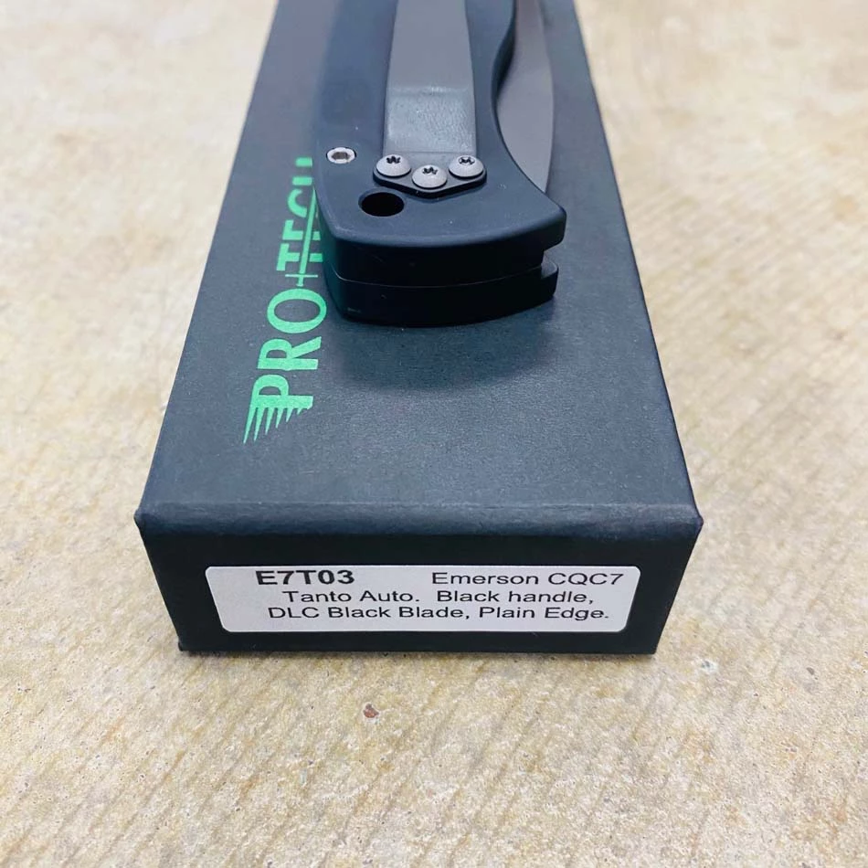 ProTech E7T03 Emerson CQC7 3.25" Chisel Tanto Black Blade, Black Handle Auto Knife - Image 9