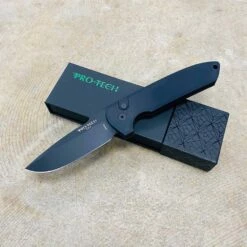 Protech LG303 D2 Les George Rockeye 3.4" CPM-D2 DLC Black Blade Black Handles Automatic Knife