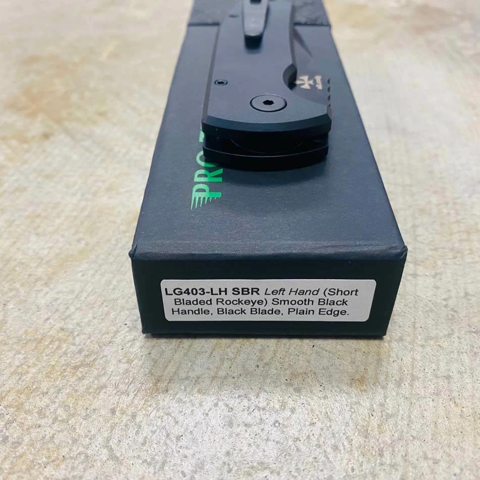 Protech LG403-LH Les George SBR LEFT HANDED Short Bladed Rockeye AUTO Folding Knife 2.5" S35VN Black Plain Blade Black Aluminum Handles - Image 9