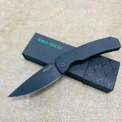 Protech M2603 MAGIC 2, 3.75" 154CM Drop Point, Mike Whiskers Allen Design, Solid Black Handle, Black Blade, Automatic Knife