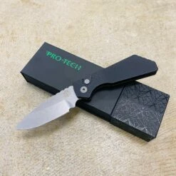 ProTech PT205 Strider PT+ Black Textured Handle Stonewash Magnacut Blade Blasted Hardware Automatic Knife