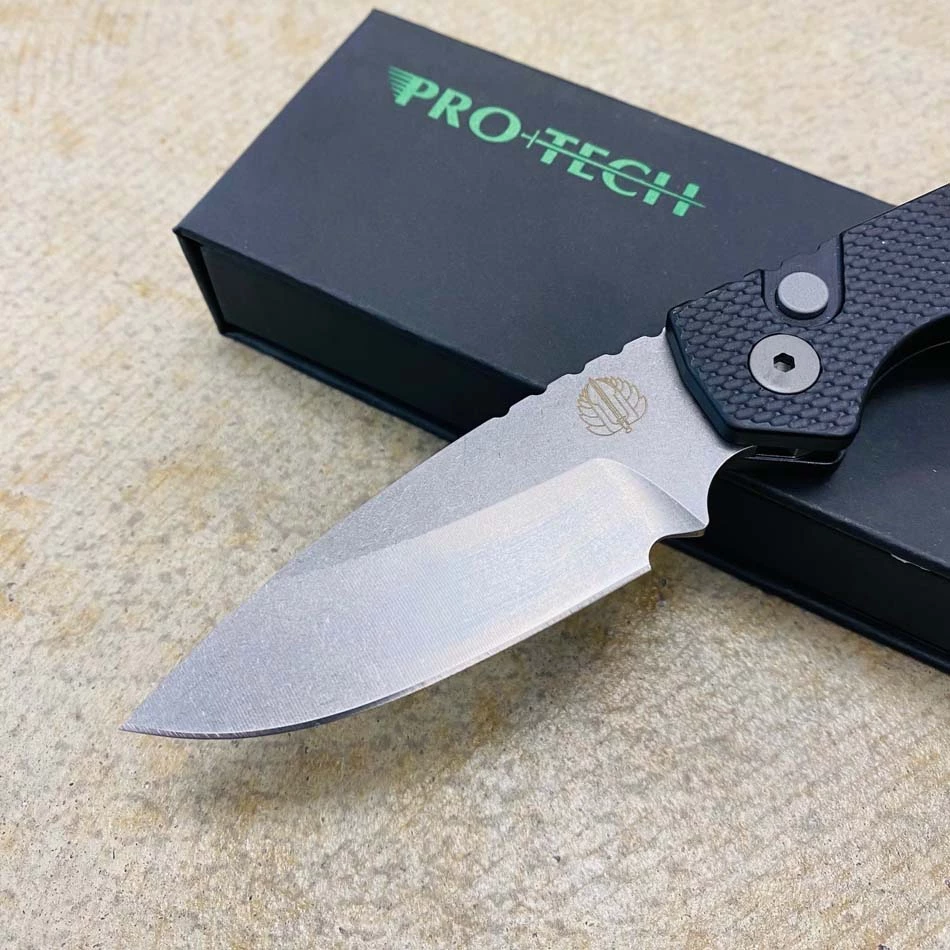 ProTech PT205 Strider PT+ Black Textured Handle Stonewash Magnacut Blade Blasted Hardware Automatic Knife - Image 2