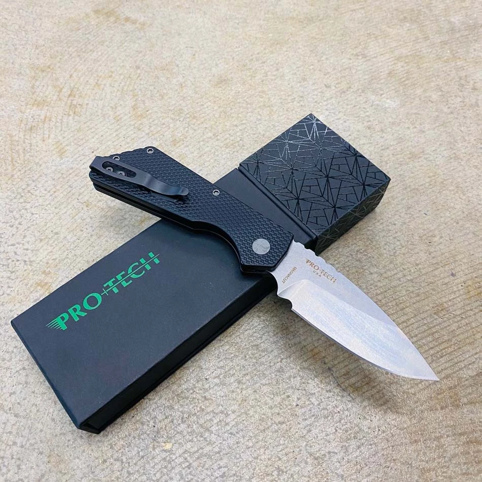 ProTech PT205 Strider PT+ Black Textured Handle Stonewash Magnacut Blade Blasted Hardware Automatic Knife - Image 3