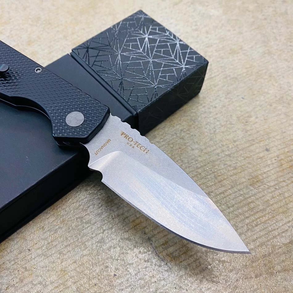 ProTech PT205 Strider PT+ Black Textured Handle Stonewash Magnacut Blade Blasted Hardware Automatic Knife - Image 4