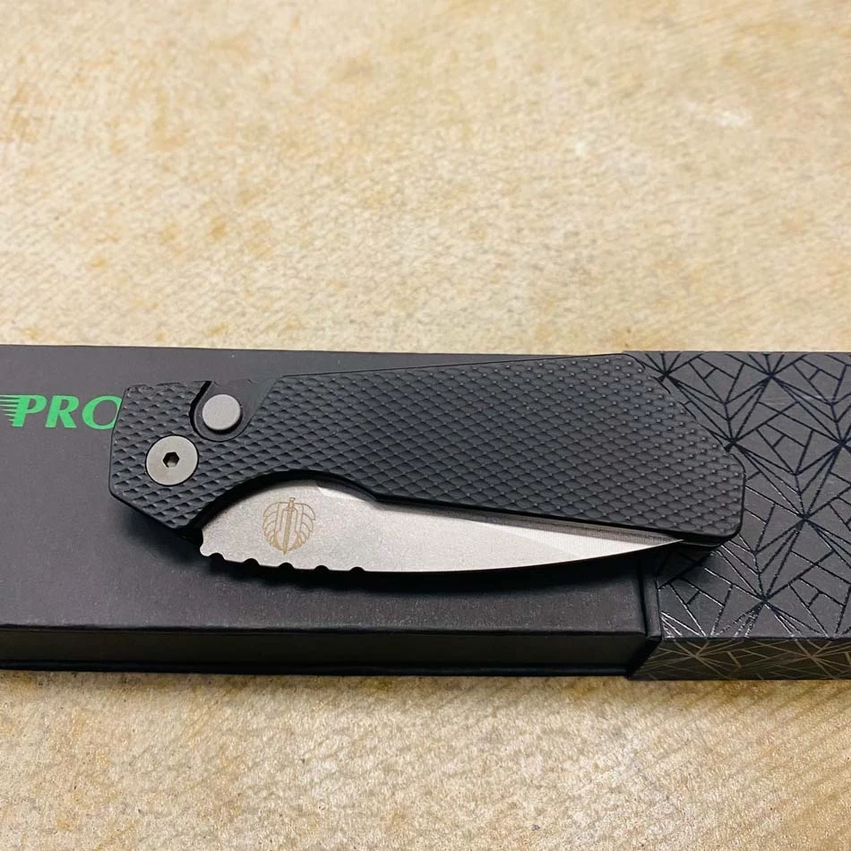 ProTech PT205 Strider PT+ Black Textured Handle Stonewash Magnacut Blade Blasted Hardware Automatic Knife - Image 6
