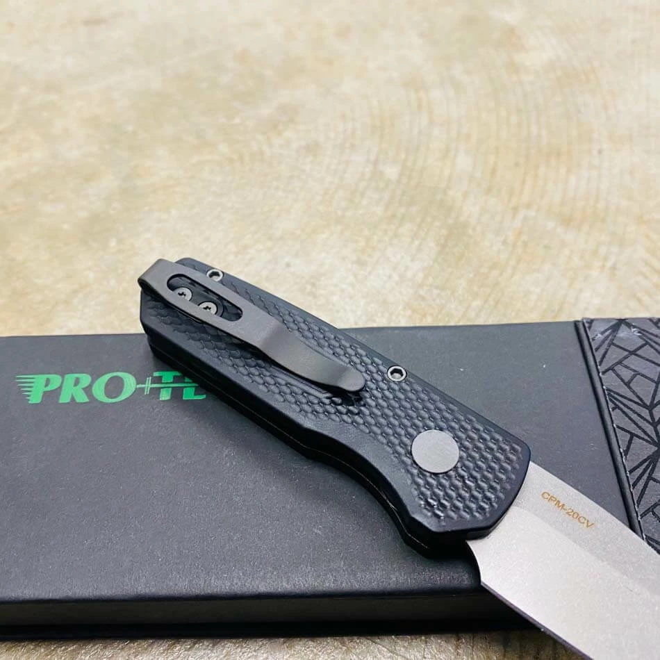 Protech Runt 5 R5105 Textured Black Handle 1.9" Stonewash 20CV Wharncliffe Blade Auto Knife - Image 6