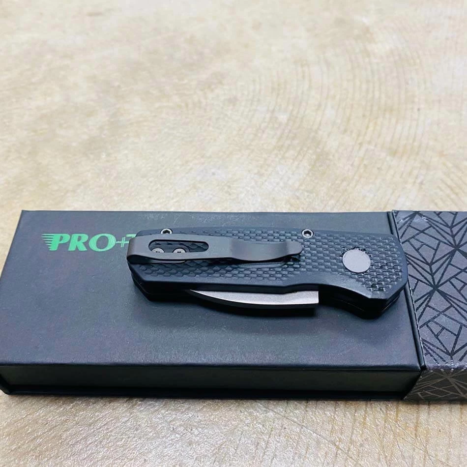 Protech Runt 5 R5105 Textured Black Handle 1.9" Stonewash 20CV Wharncliffe Blade Auto Knife - Image 8