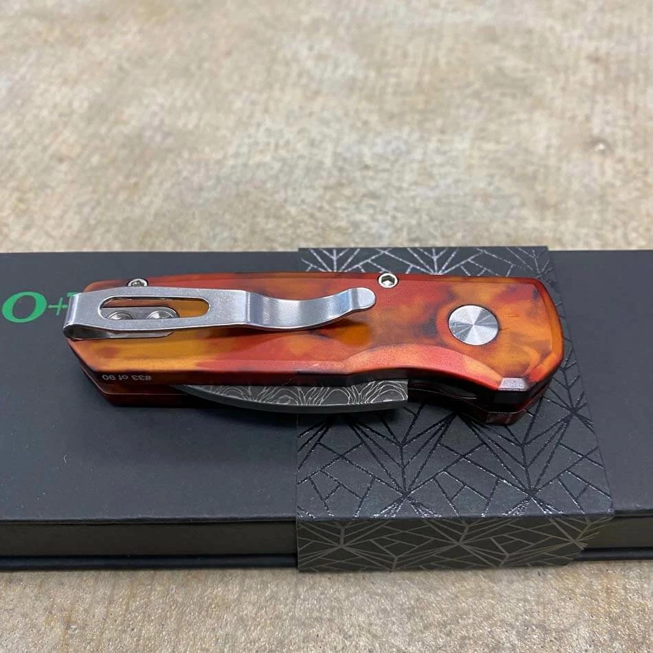 Protech Runt 5 R5301-DF Del Fuego Damascus Wharncliffe Blade Auto Knife - Image 7