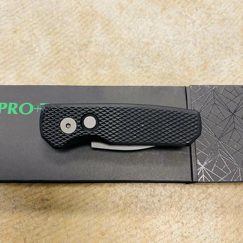 Protech Runt 5 R5305 Textured Black Handle 1.9" Stonewash MAGNACUT Wharncliffe Blade Blasted Hardware Automatic Knife - Image 7