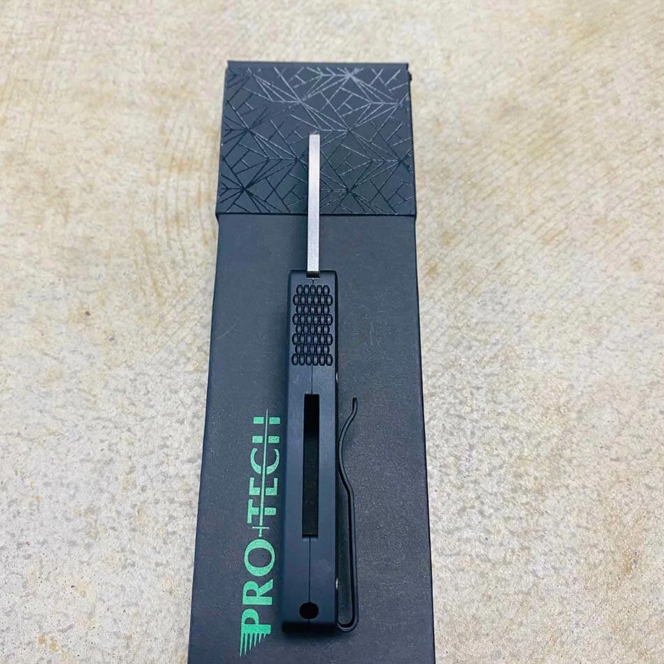 Protech Runt 5 R5405 Textured Black Handle 1.9" Stonewash MAGNACUT Reverse Tanto Blade Automatic Knife - Image 7