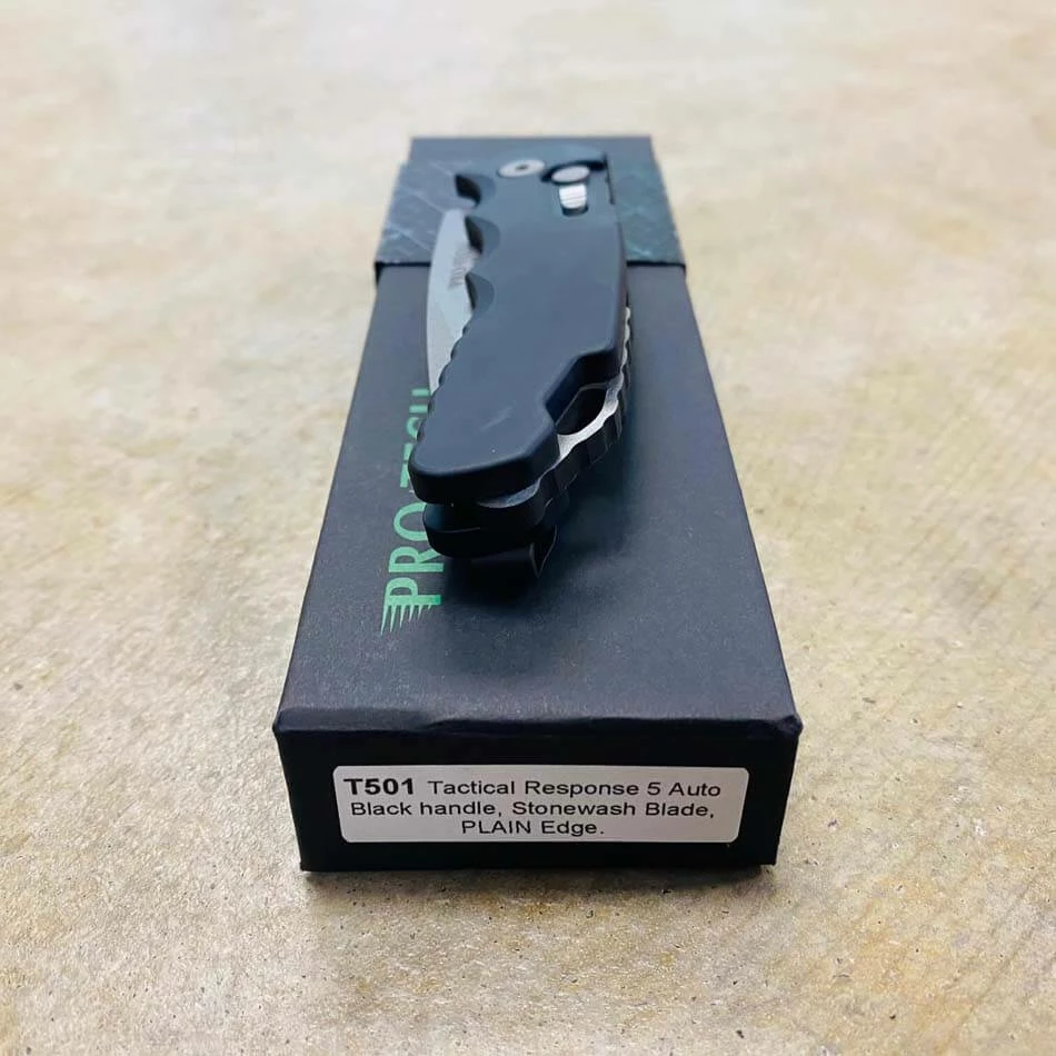 ProTech T501 Tactical Response 5, 3.25" S35-VN Stonewash Plain Blade Aluminum Handle Knife - Image 7